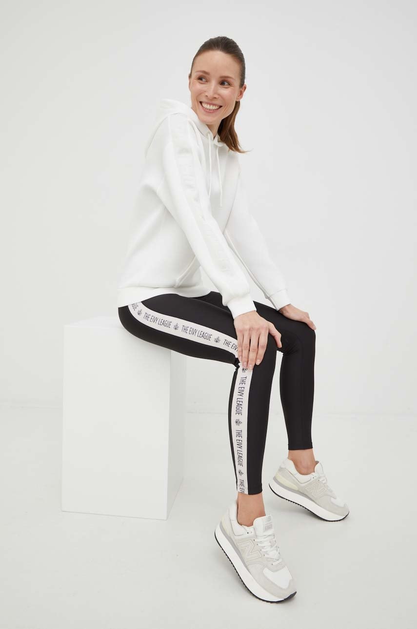 Кофта Guess жіноча колір білий з капюшоном з аплікацією