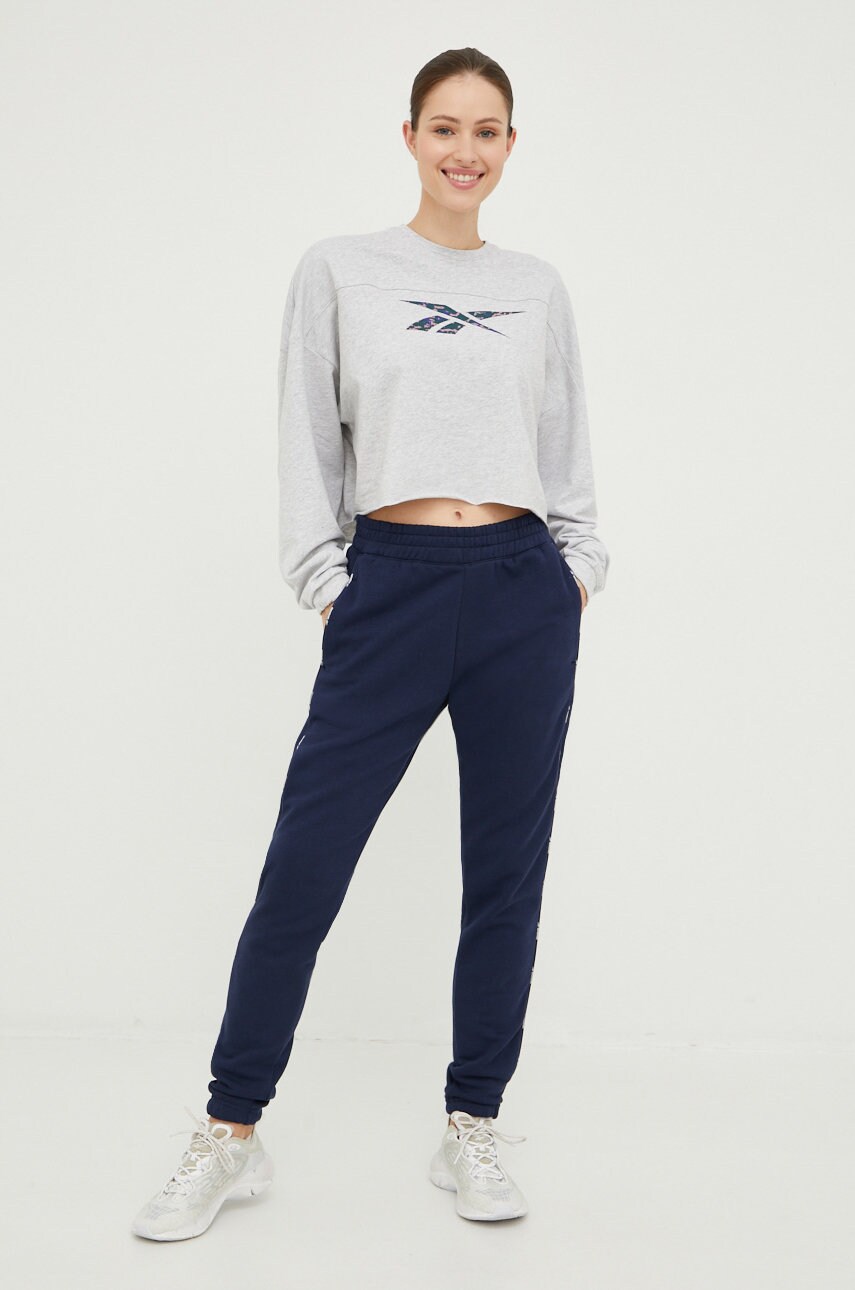 Лонгслів Reebok жіноча колір сірий