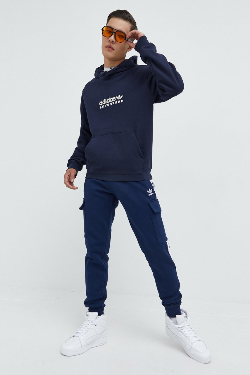Бавовняна кофта adidas Originals чоловіча колір синій з принтом