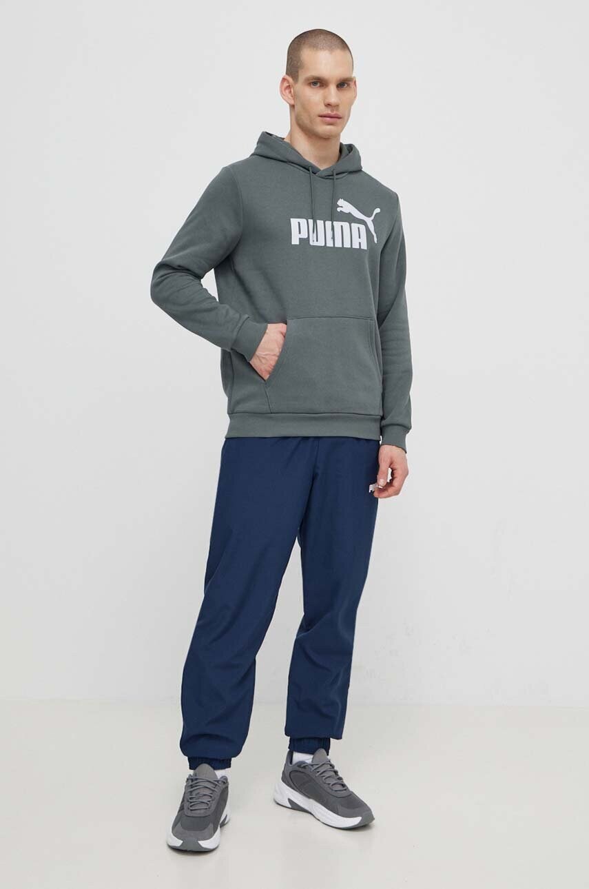 Кофта Puma чоловіча колір сірий з капюшоном з принтом