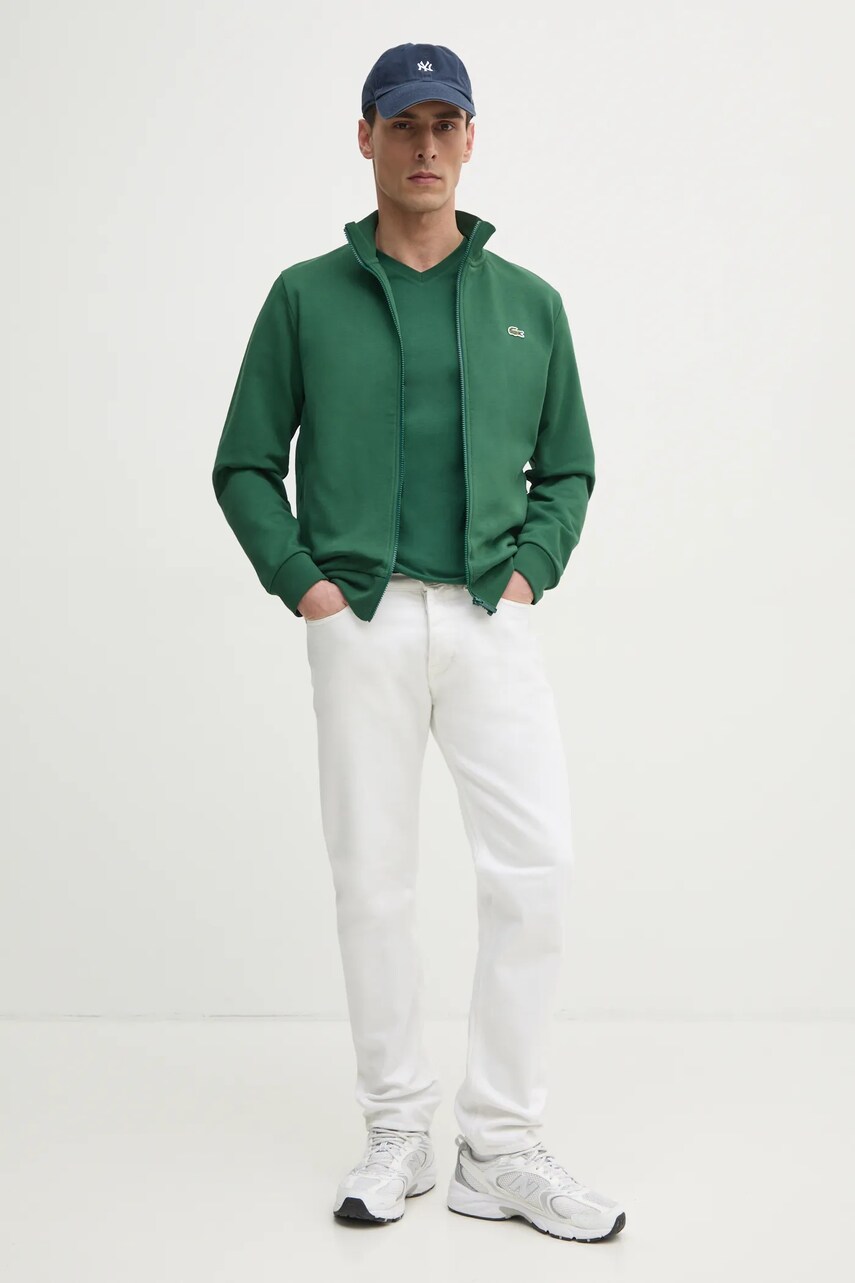 Кофта Lacoste чоловіча колір зелений однотонна