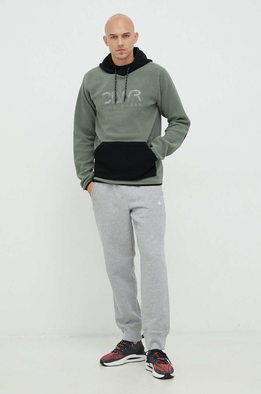 Кофта Colourwear чоловіча колір зелений з капюшоном з аплікацією
