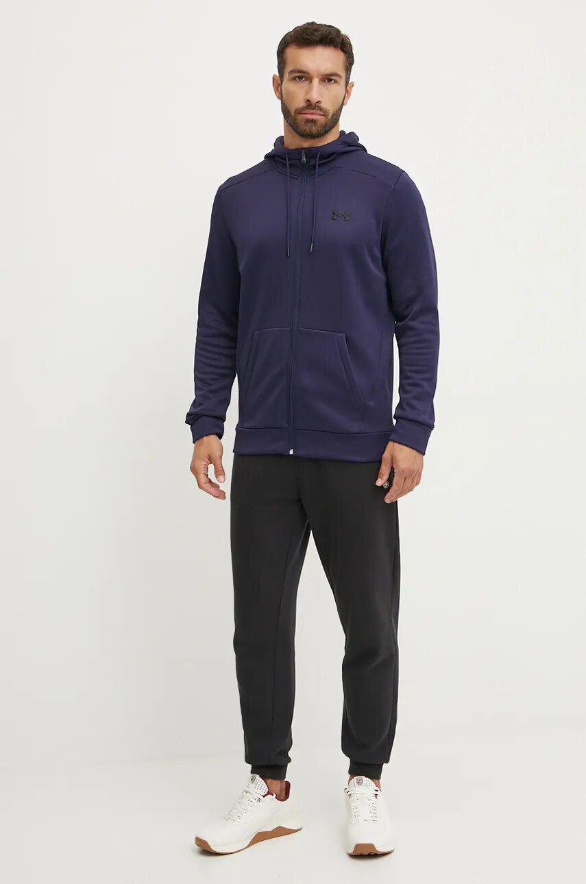 Кофта Under Armour колір синій з капюшоном однотонна