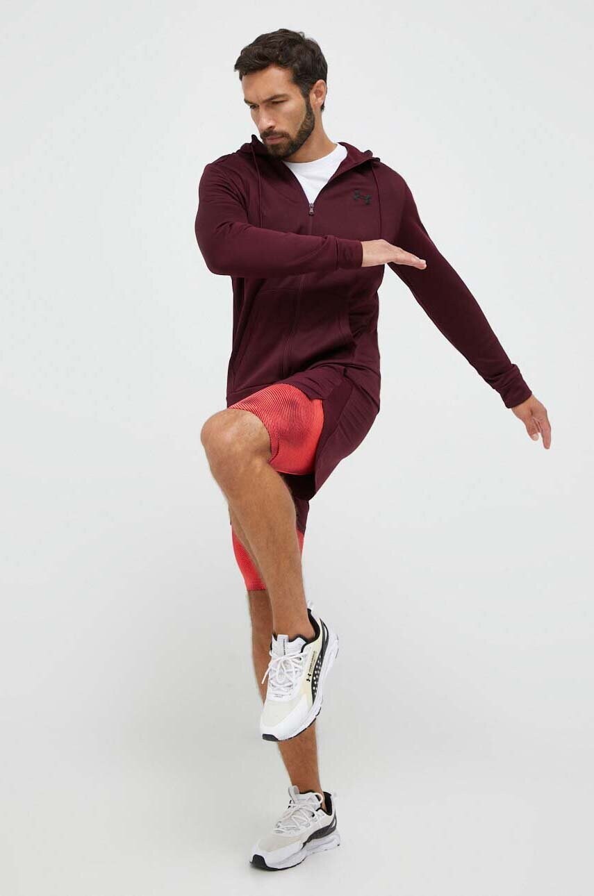 Кофта Under Armour колір бордовий з капюшоном однотонна