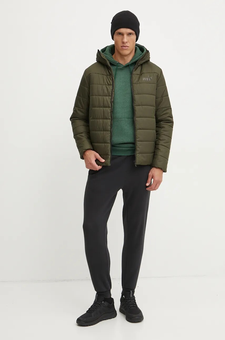 Кофта Under Armour Essential Fleece чоловіча колір зелений з капюшоном з принтом 1373880
