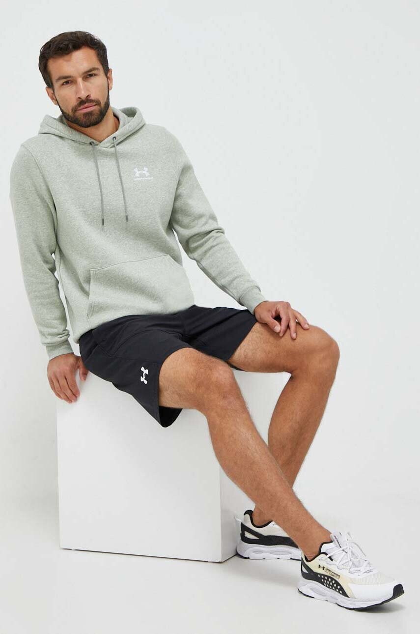 Кофта Under Armour чоловіча колір зелений з капюшоном з принтом
