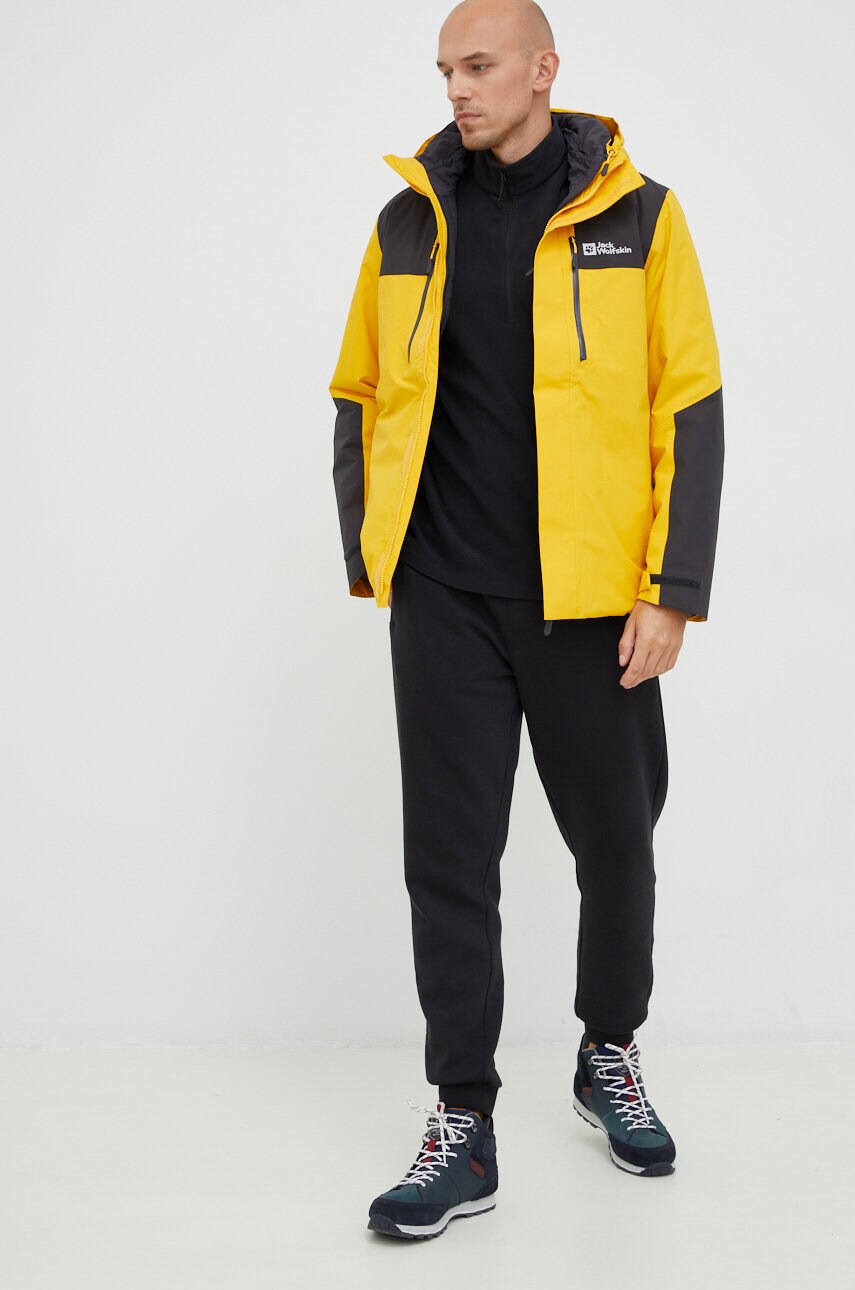 Спортивна кофта Jack Wolfskin Taunus чоловіча колір чорний однотонна