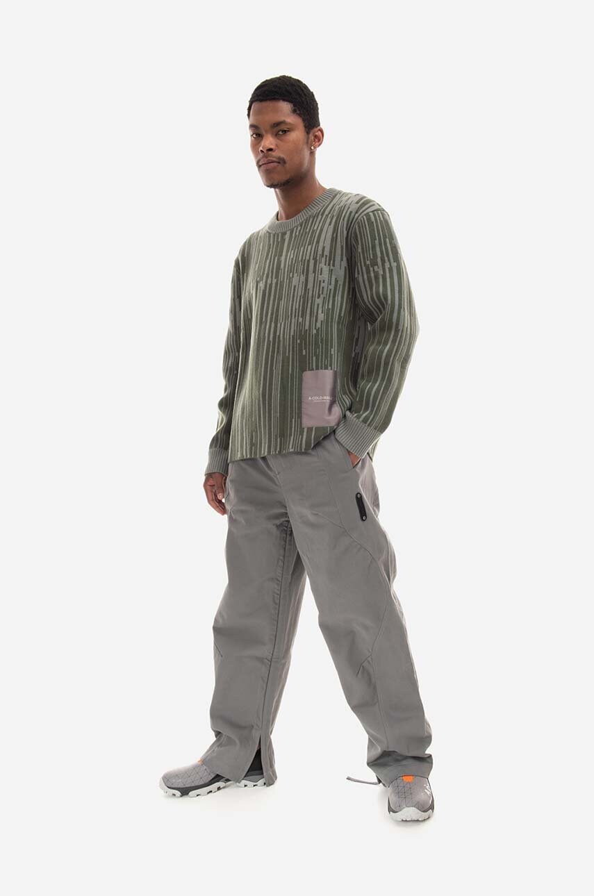 Вовняний светр A-COLD-WALL* Two-Tone Jacquard Knit колір зелений ACWMK074-PINEGREEN