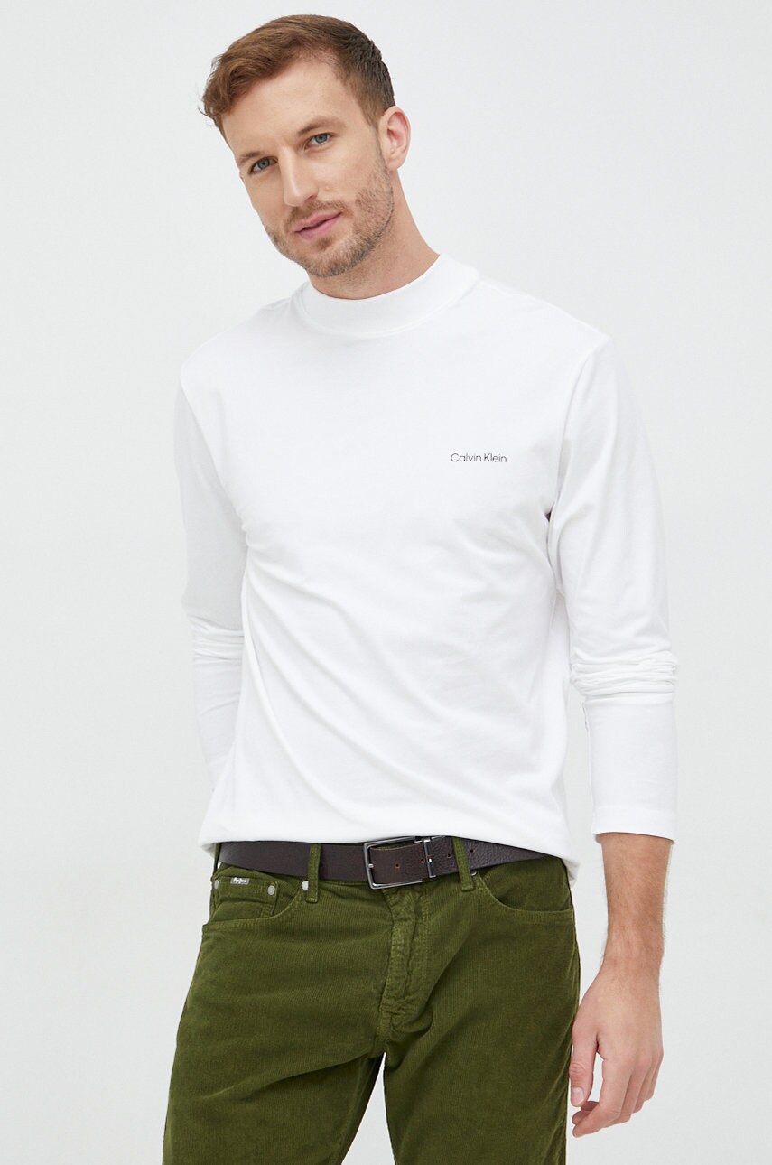 Лонгслів Calvin Klein чоловічий колір білий однотонний