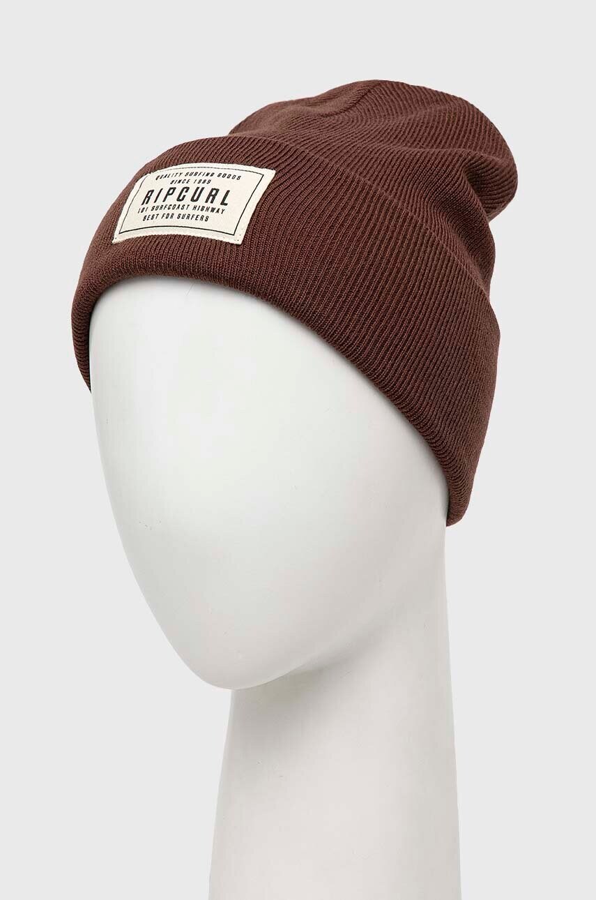Шапка Rip Curl колір коричневий з товстого трикотажу