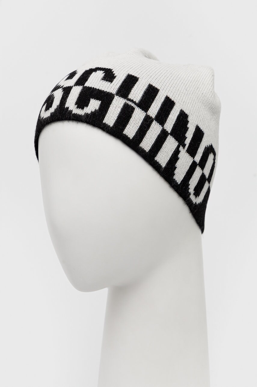 Шапка з домішкою вовни Moschino колір білий