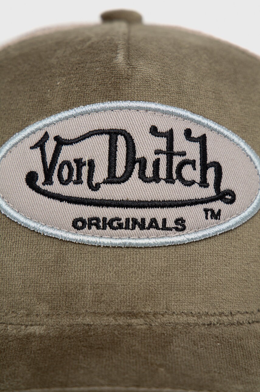 Кепка Von Dutch колір зелений з аплікацією