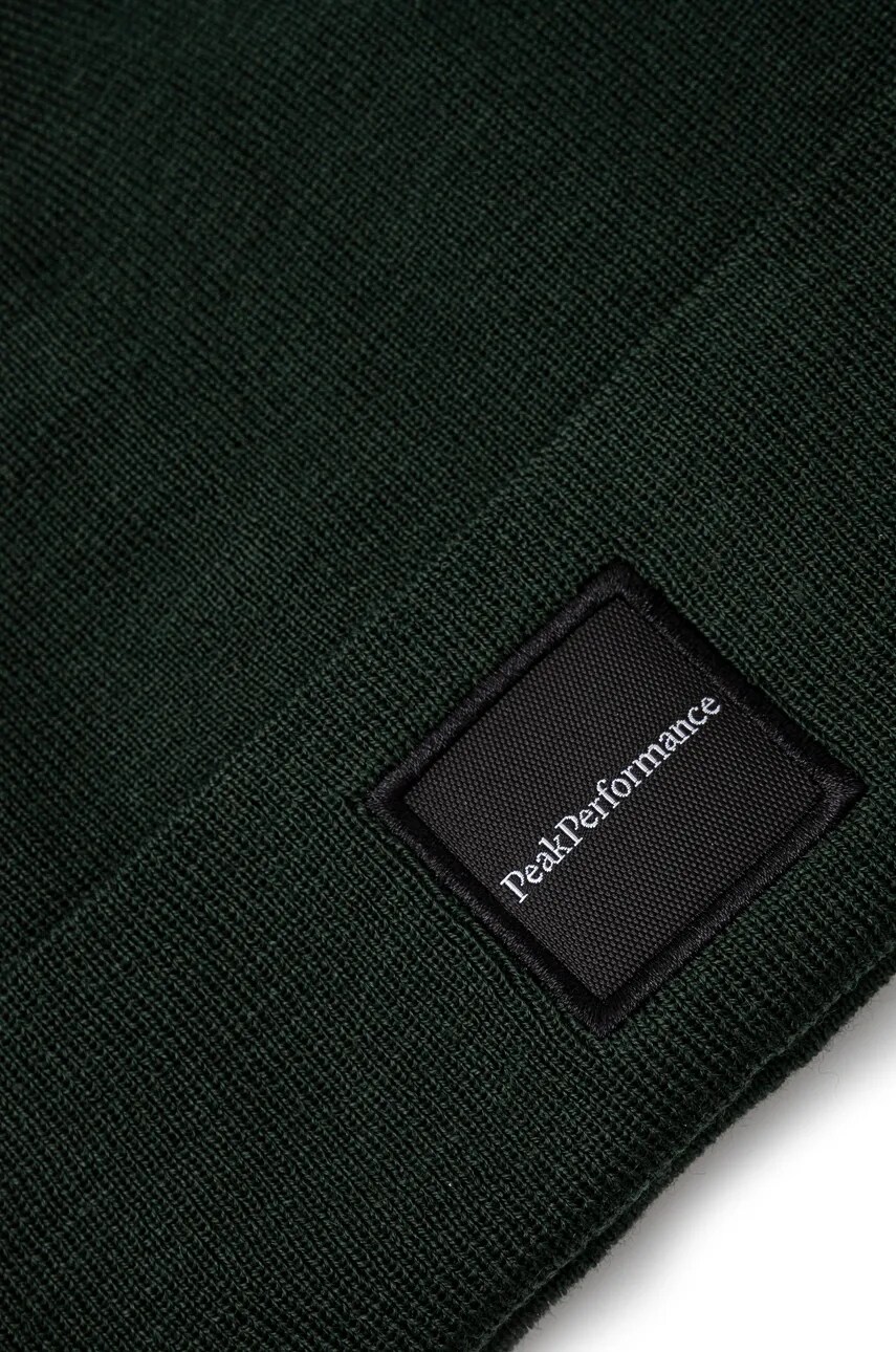 Вовняна шапка Peak Performance Switch колір зелений вовна