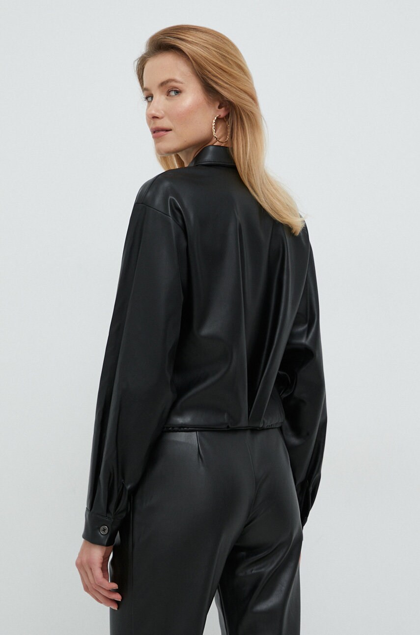 Сорочка Dkny жіноча колір чорний regular класичний комір
