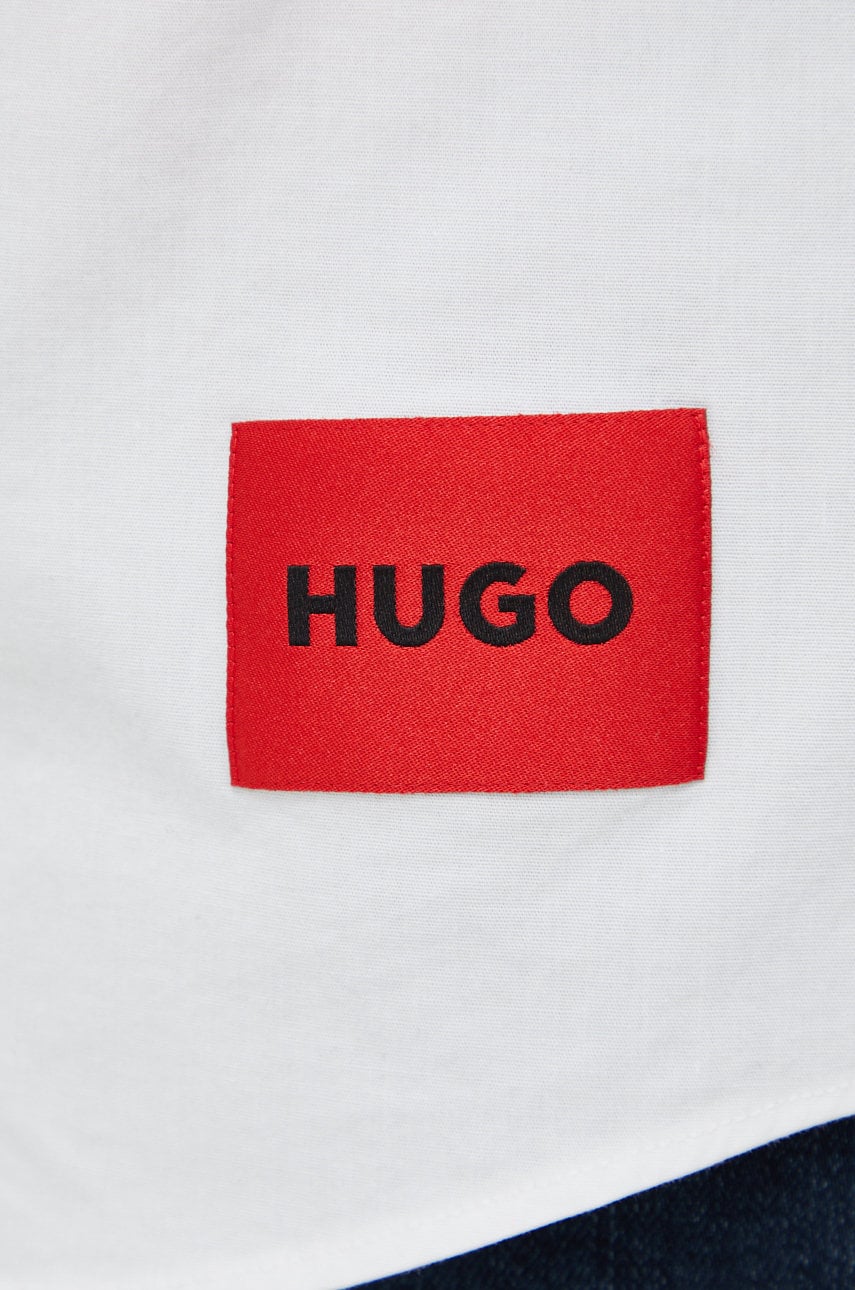 Сорочка HUGO чоловіча колір білий slim класичний комір