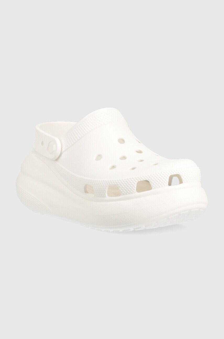 Шльопанці Crocs Classic Crush Clog жіночі колір білий на платформі 207521 207521.100.D-WHITE