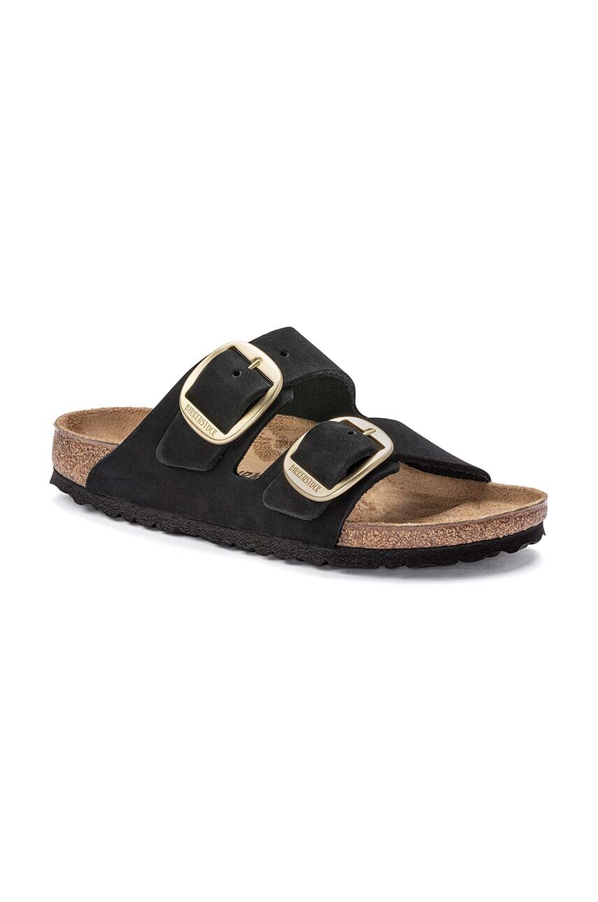 Замшеві шльопанці Birkenstock Arizona Big Buckle жіночі колір чорний 1023290