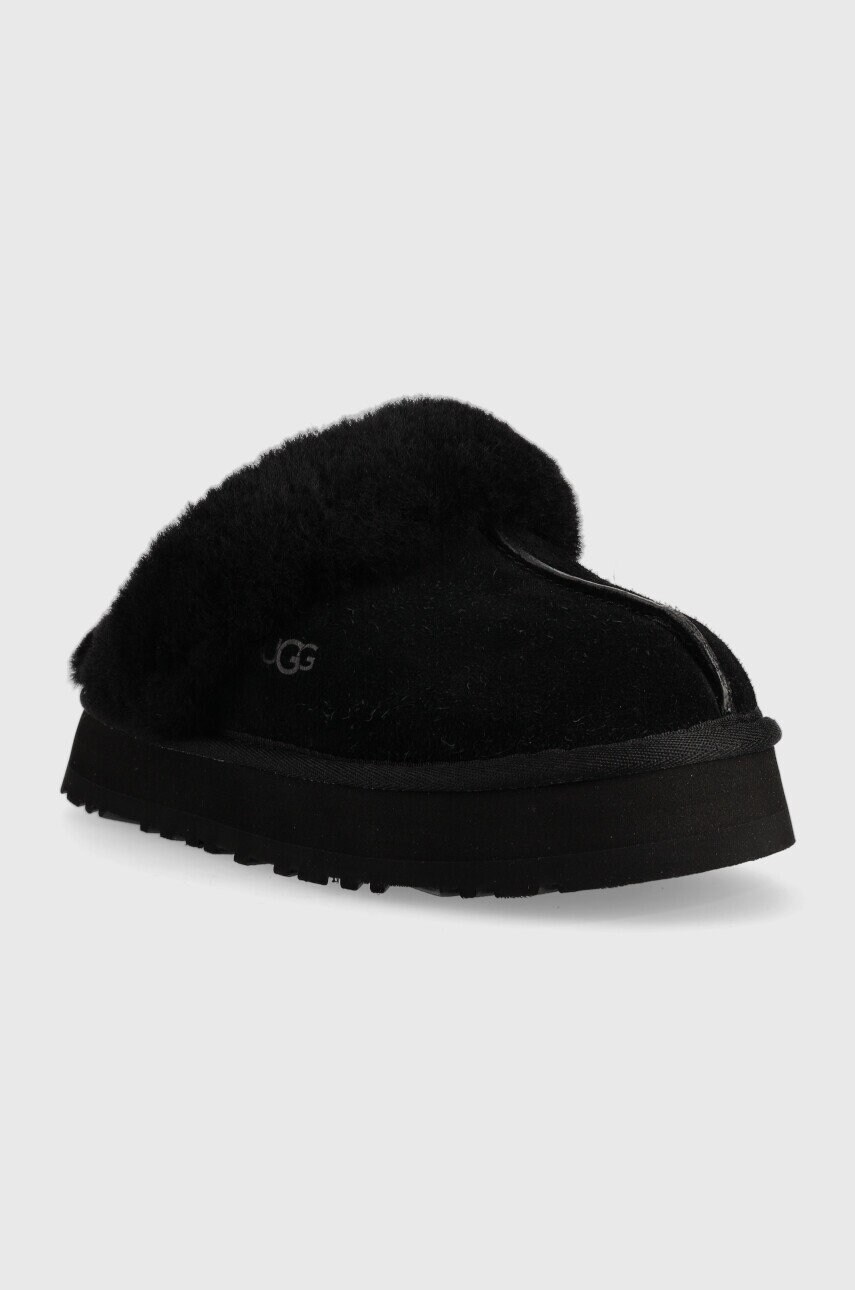 Шкіряні тапочки UGG W Disquette колір чорний