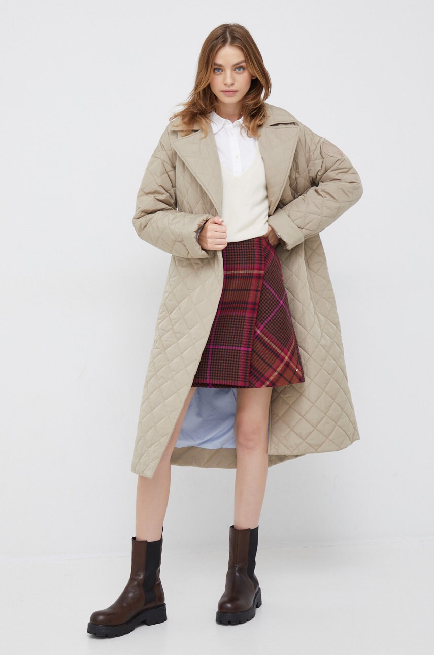 Куртка Tommy Hilfiger жіноча колір бежевий перехідна oversize