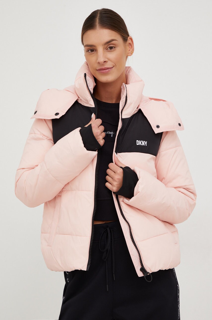 Куртка Dkny жіноча колір рожевий зимова
