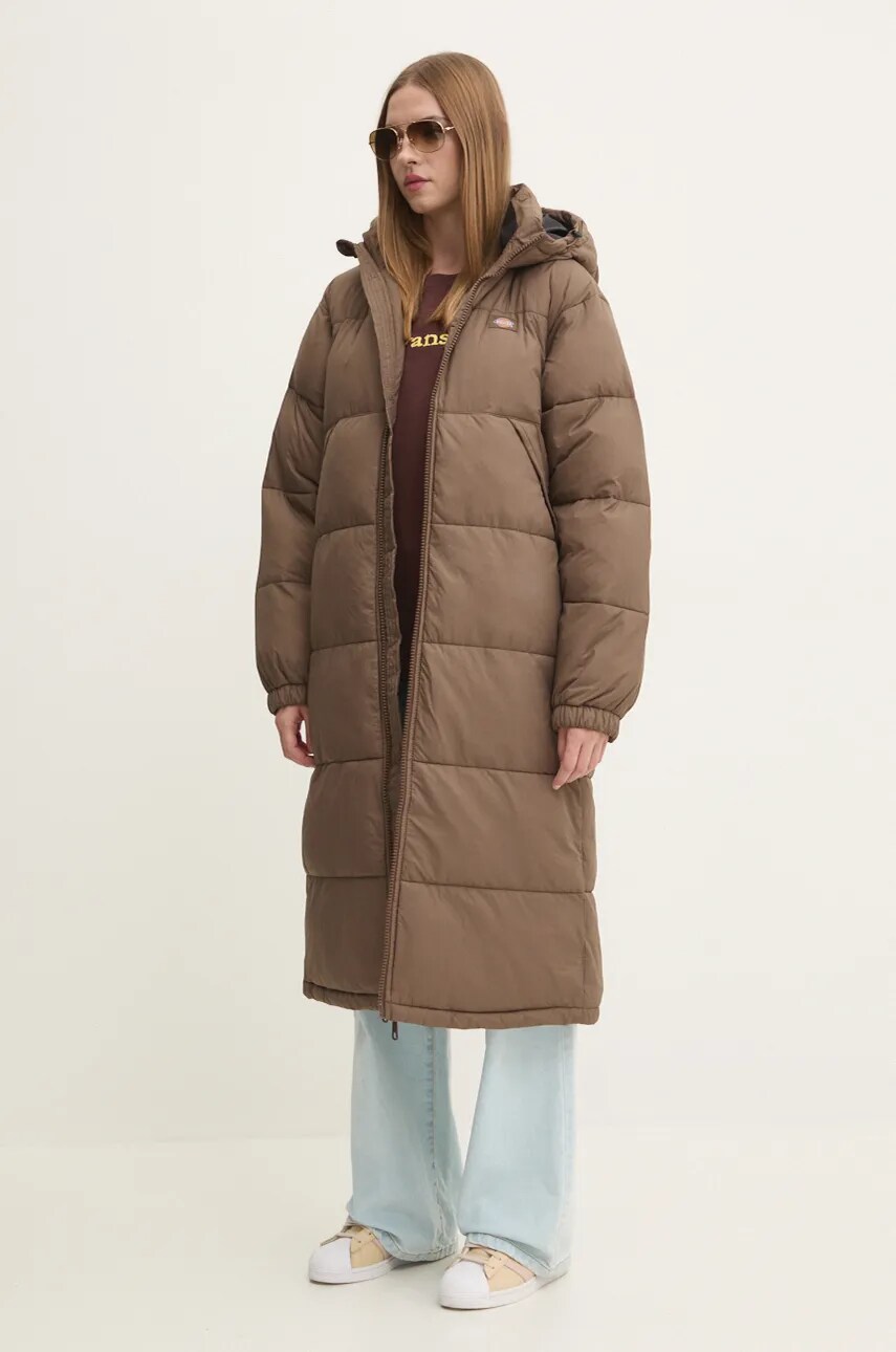 Куртка Dickies жіноча колір коричневий зимова oversize
