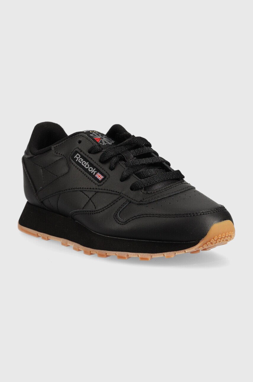 Дитячі шкіряні кросівки Reebok Classic Cl Lthr колір чорний