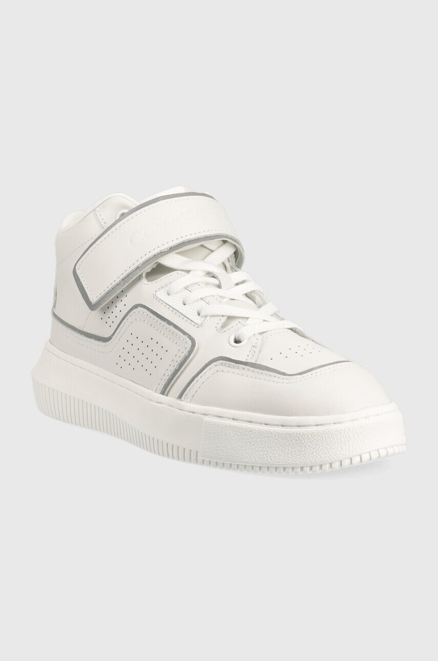 Шкіряні кросівки Calvin Klein Jeans Chunky Cupsole Laceup Mid колір білий