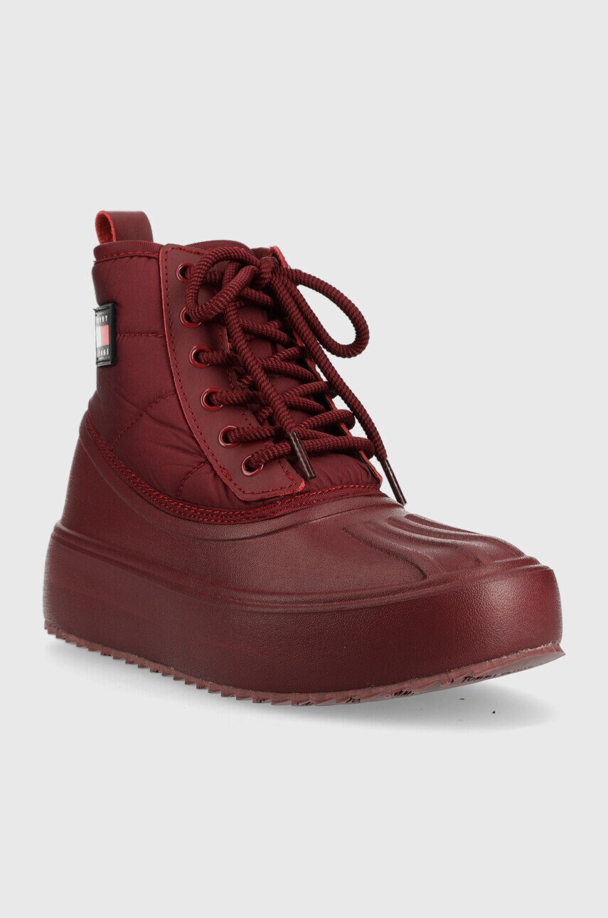 Черевики Tommy Jeans Tommy Jeans Fashion Boot жіночі колір бордовий на платформі злегка утеплена