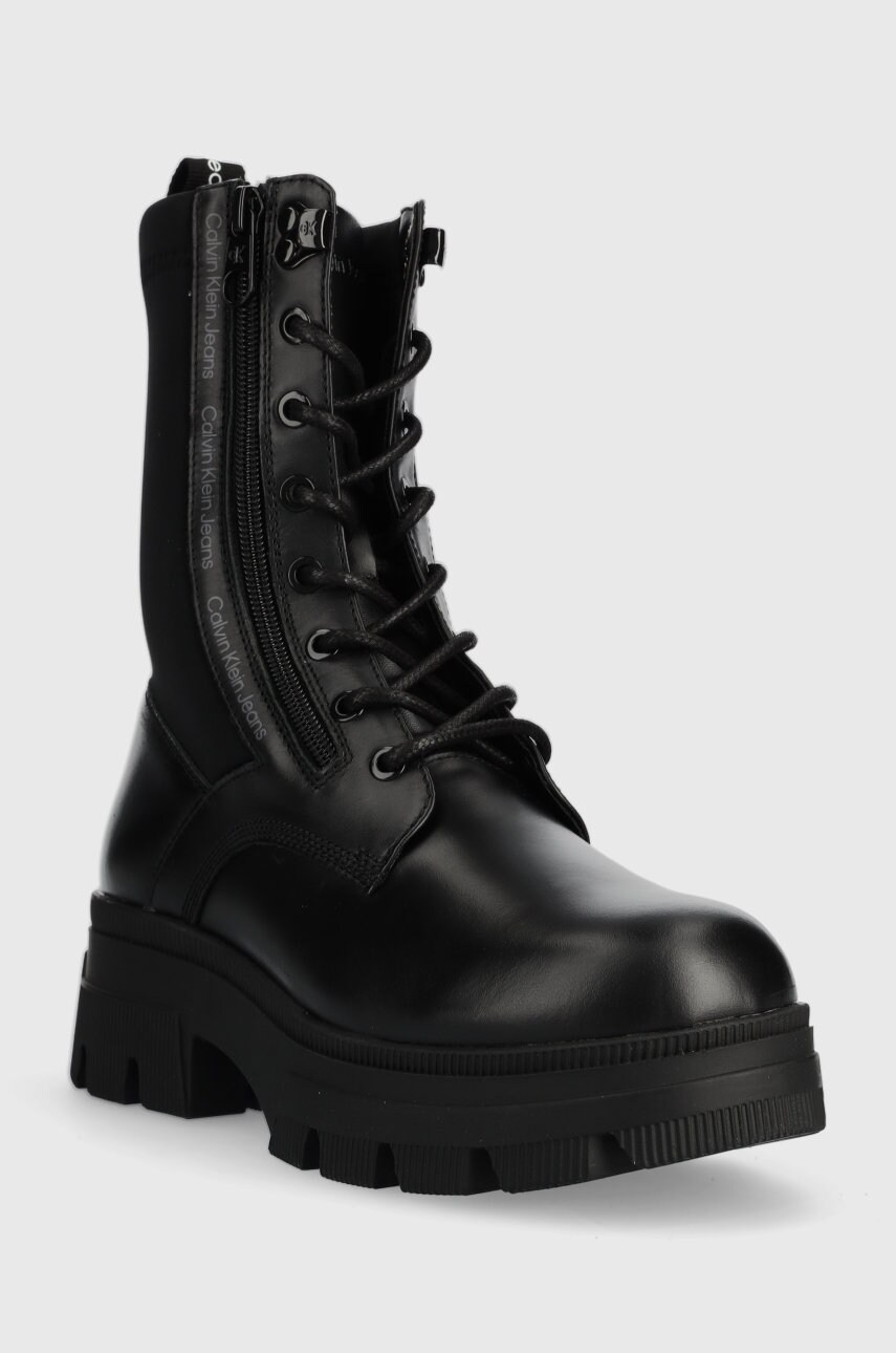 Черевики Calvin Klein Jeans Chunky Combat Laceup жіночі колір чорний на платформі