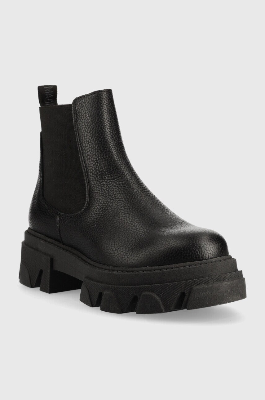 Шкіряні черевики Steve Madden Mixture жіночі колір чорний на плоскому ходу