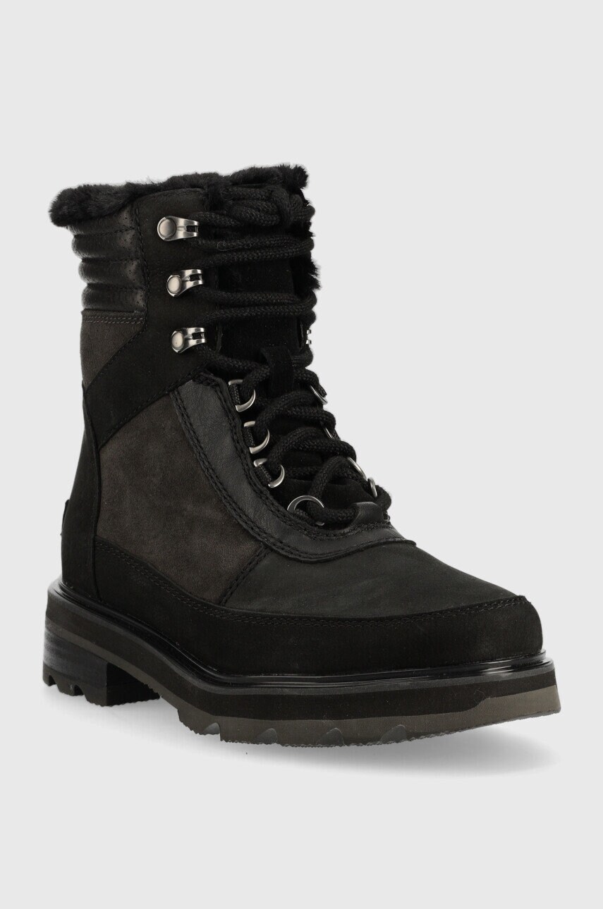 Замшеві чоботи Sorel Lennox Lace Cozy колір чорний