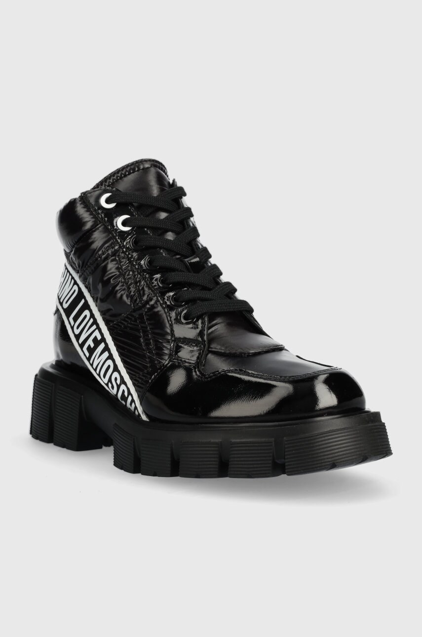 Черевики Love Moschino жіночі колір чорний на плоскому ходу