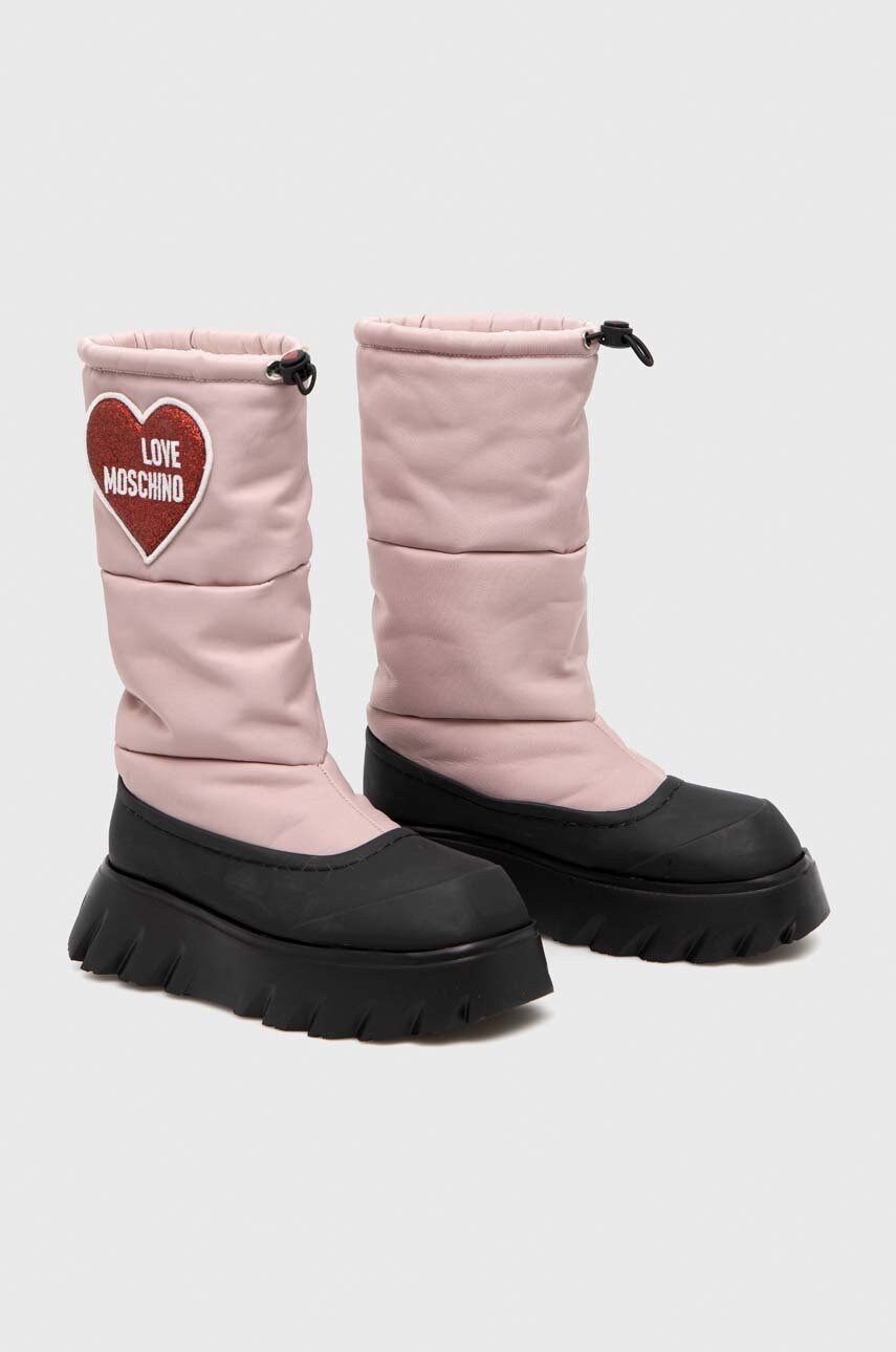 Зимові чоботи Love Moschino колір рожевий