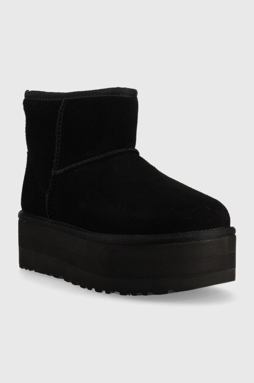 Шкіряні чоботи UGG W Classic Mini Platform колір чорний