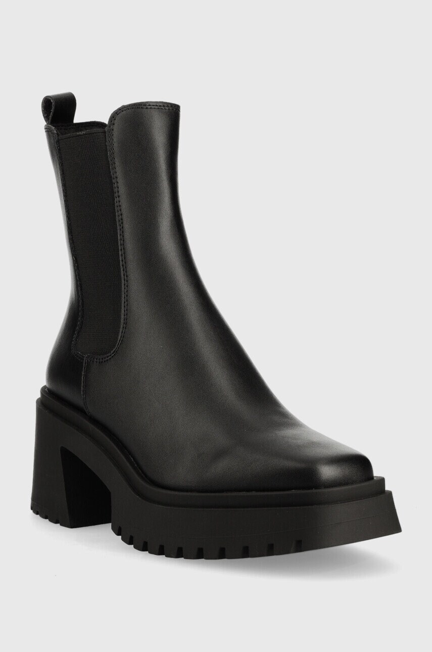 Шкіряні черевики Steve Madden Parkway жіночі колір чорний каблук блок