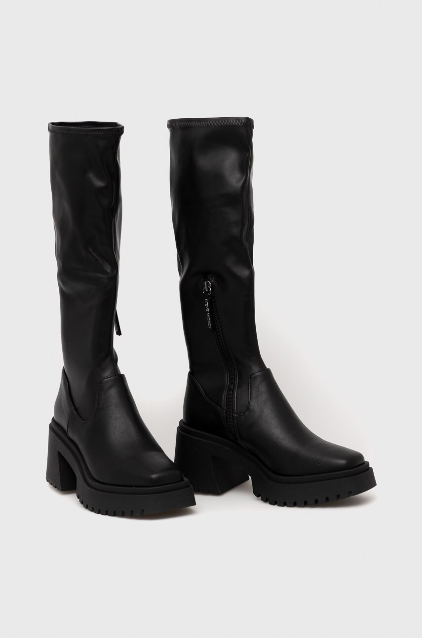 Чоботи Steve Madden Jetstream жіночі колір чорний каблук блок