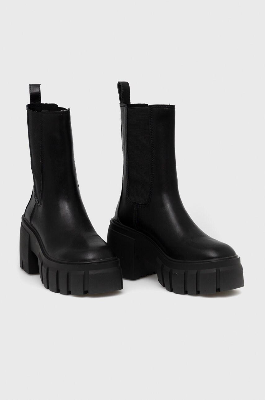 Шкіряні черевики Steve Madden Ballistic жіночі колір чорний каблук блок