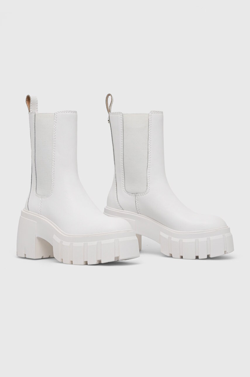 Шкіряні черевики Steve Madden Ballistic жіночі колір білий каблук блок
