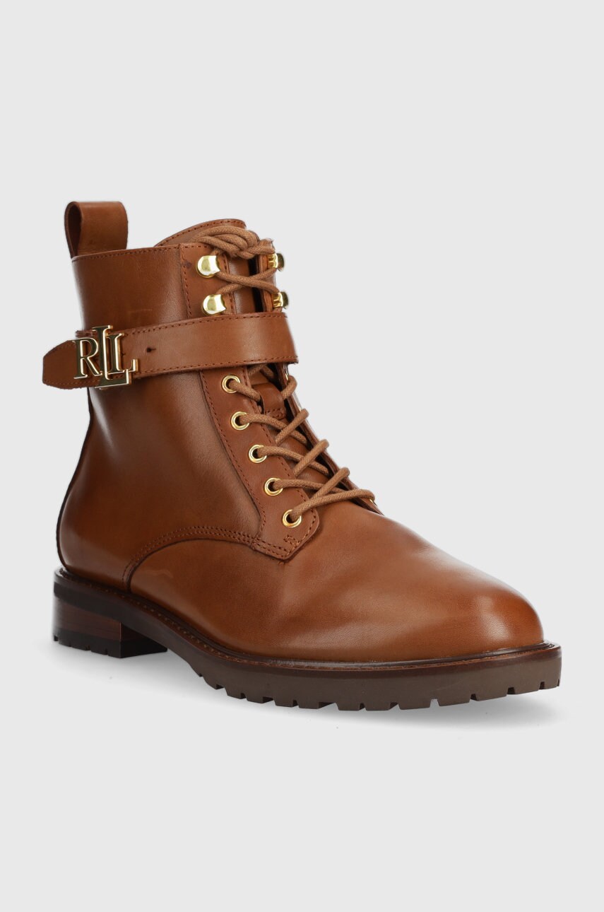 Шкіряні черевики Lauren Ralph Lauren Elridge жіночі колір коричневий на плоскому ходу 802838413002