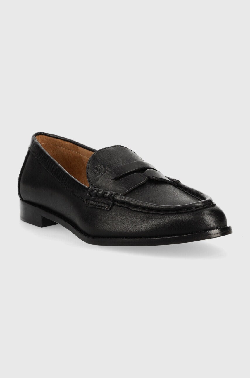 Шкіряні мокасини Lauren Ralph Lauren Wynnie жіночі колір чорний на плоскому ходу 802875318001