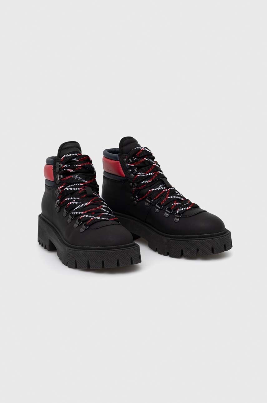 Шкіряні черевики Tommy Jeans жіночі колір чорний на платформі