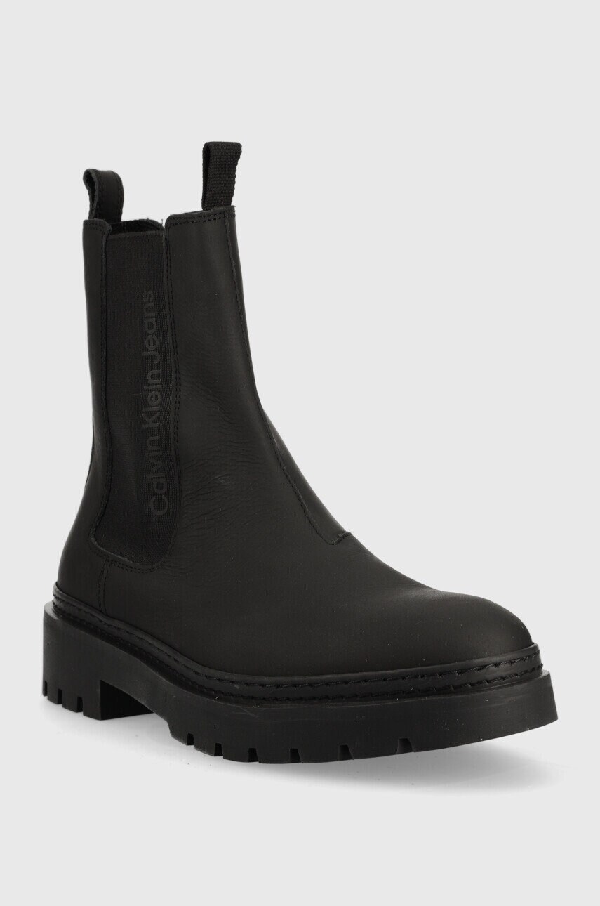 Шкіряні черевики Calvin Klein Jeans Combat High Chelsea чоловічі колір чорний