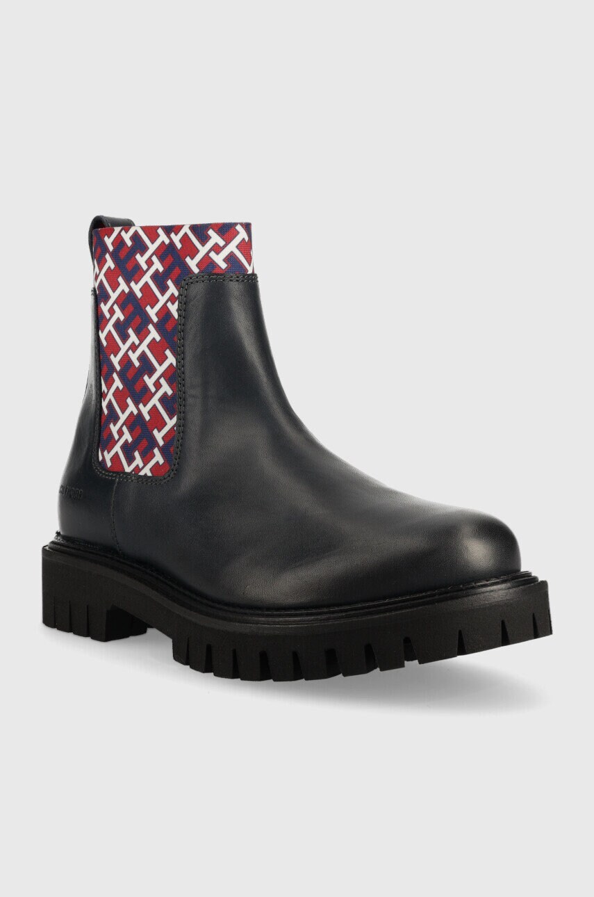 Шкіряні черевики Tommy Hilfiger чоловічі колір синій
