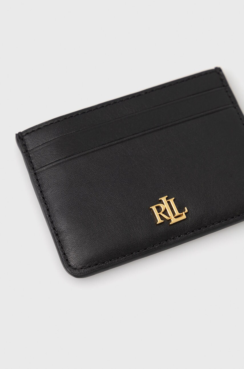 Шкіряний чохол на банківські карти Lauren Ralph Lauren жіночий колір чорний