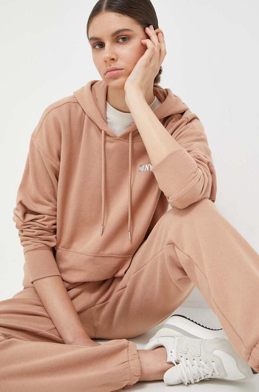 Спортивні штани Dkny колір коричневий однотонні