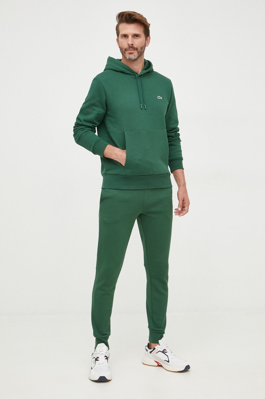 Спортивні штани Lacoste чоловічі колір зелений однотонні XH9624-132