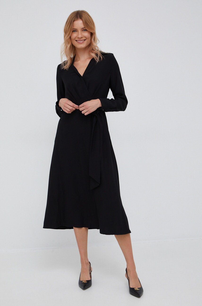 Сукня Lauren Ralph Lauren колір чорний midi розкльошена