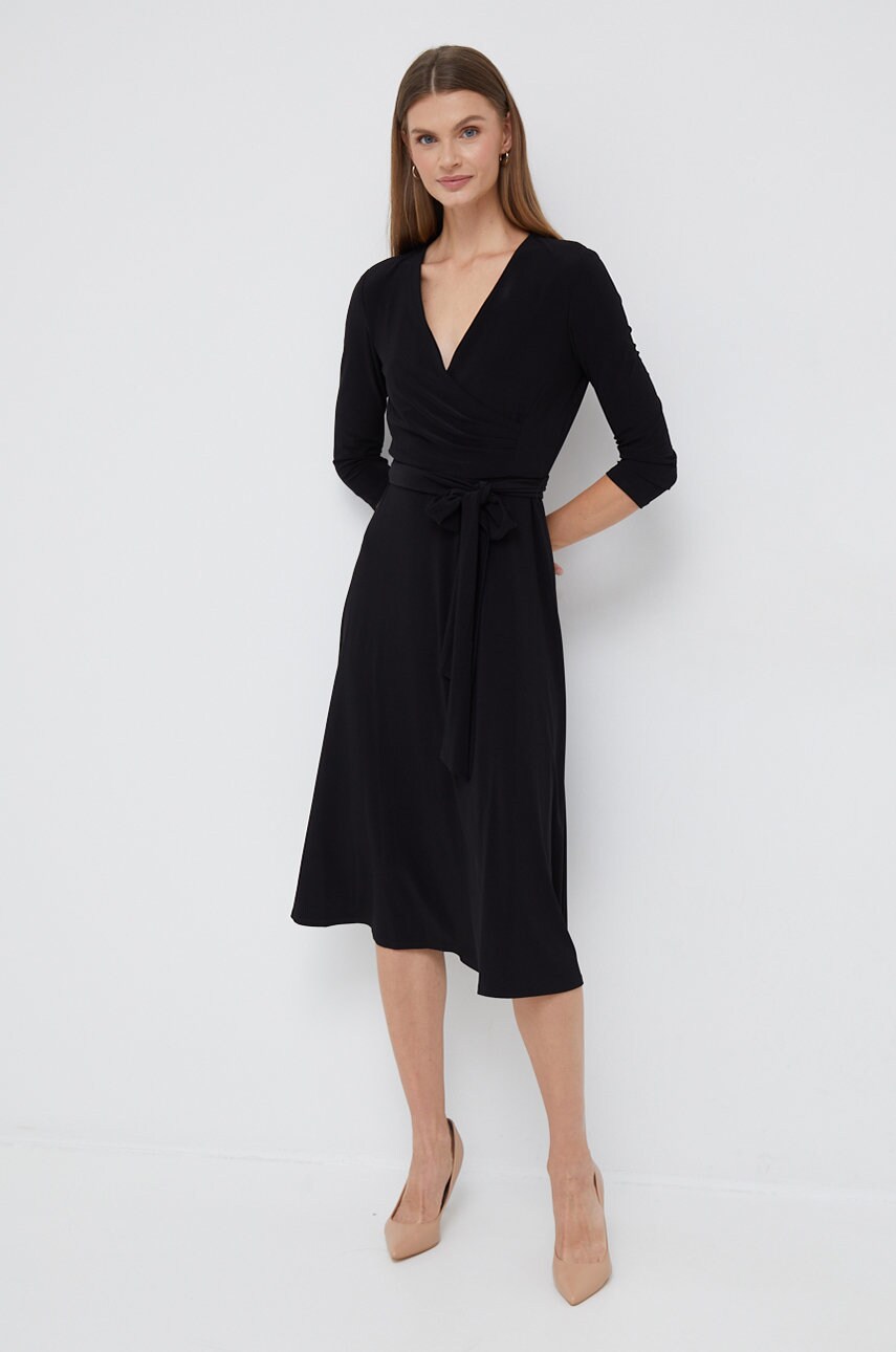 Сукня Lauren Ralph Lauren колір чорний midi пряма