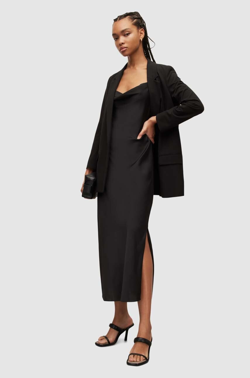Сукня AllSaints колір чорний midi пряма