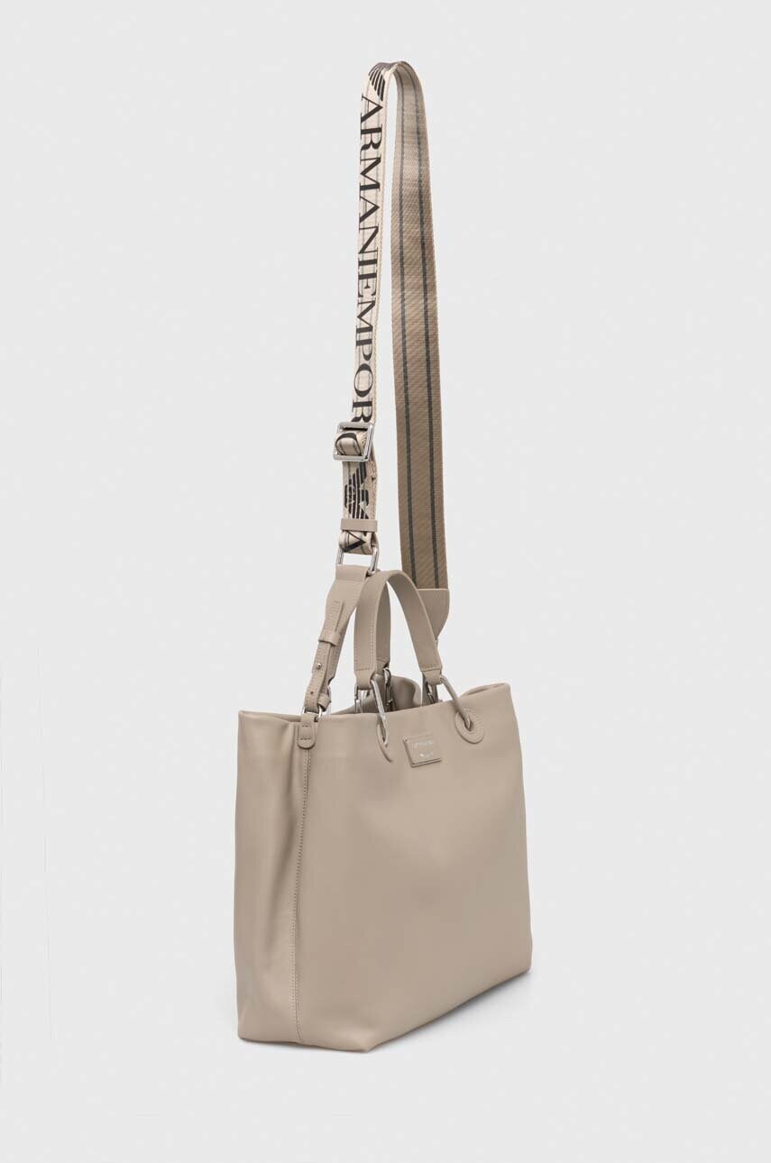 Шкіряна сумочка Emporio Armani колір бежевий